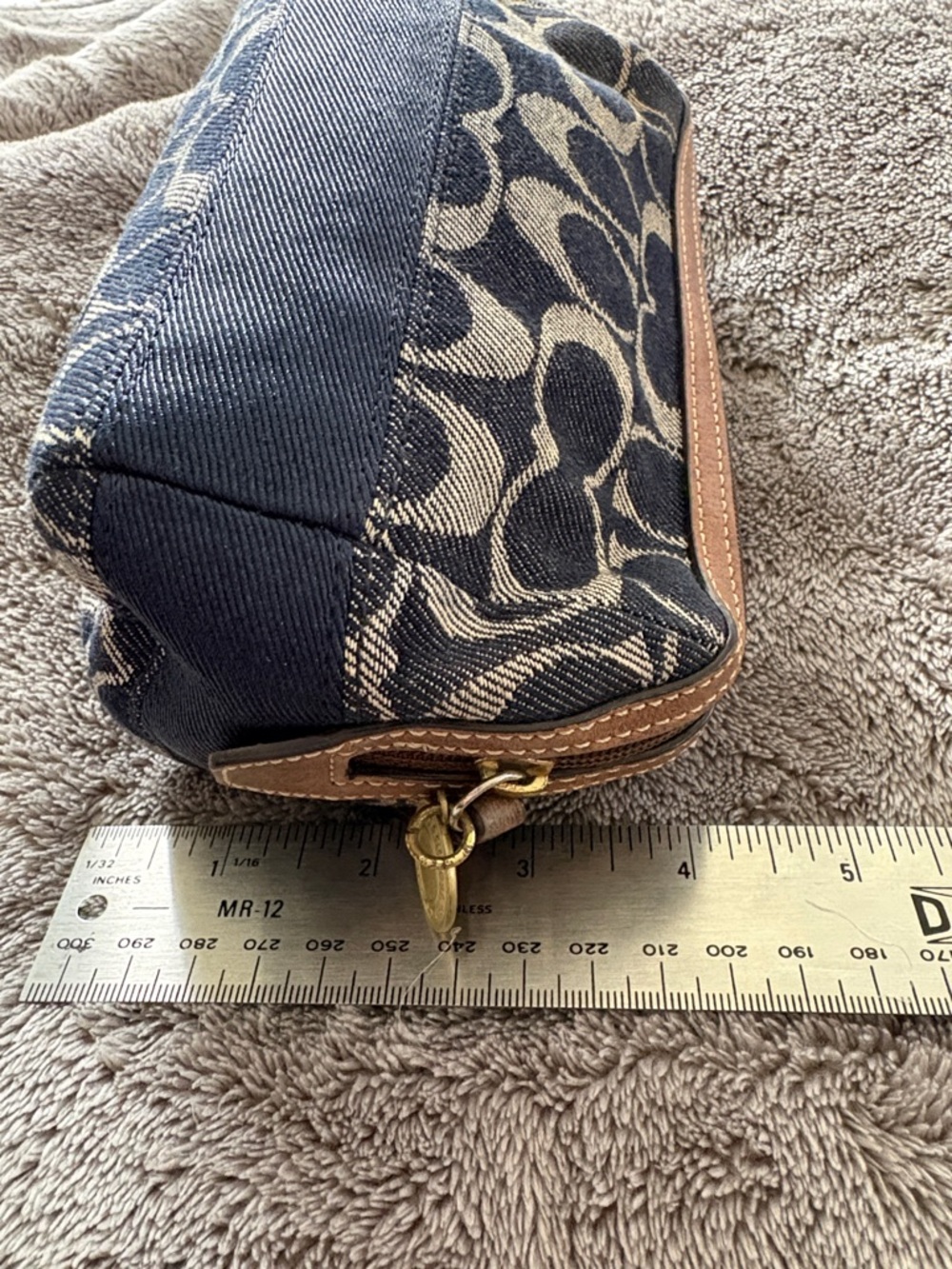 Coach Signature Canvas Cosmetic Bag in Blue and Tan - Picture 4 of 10
